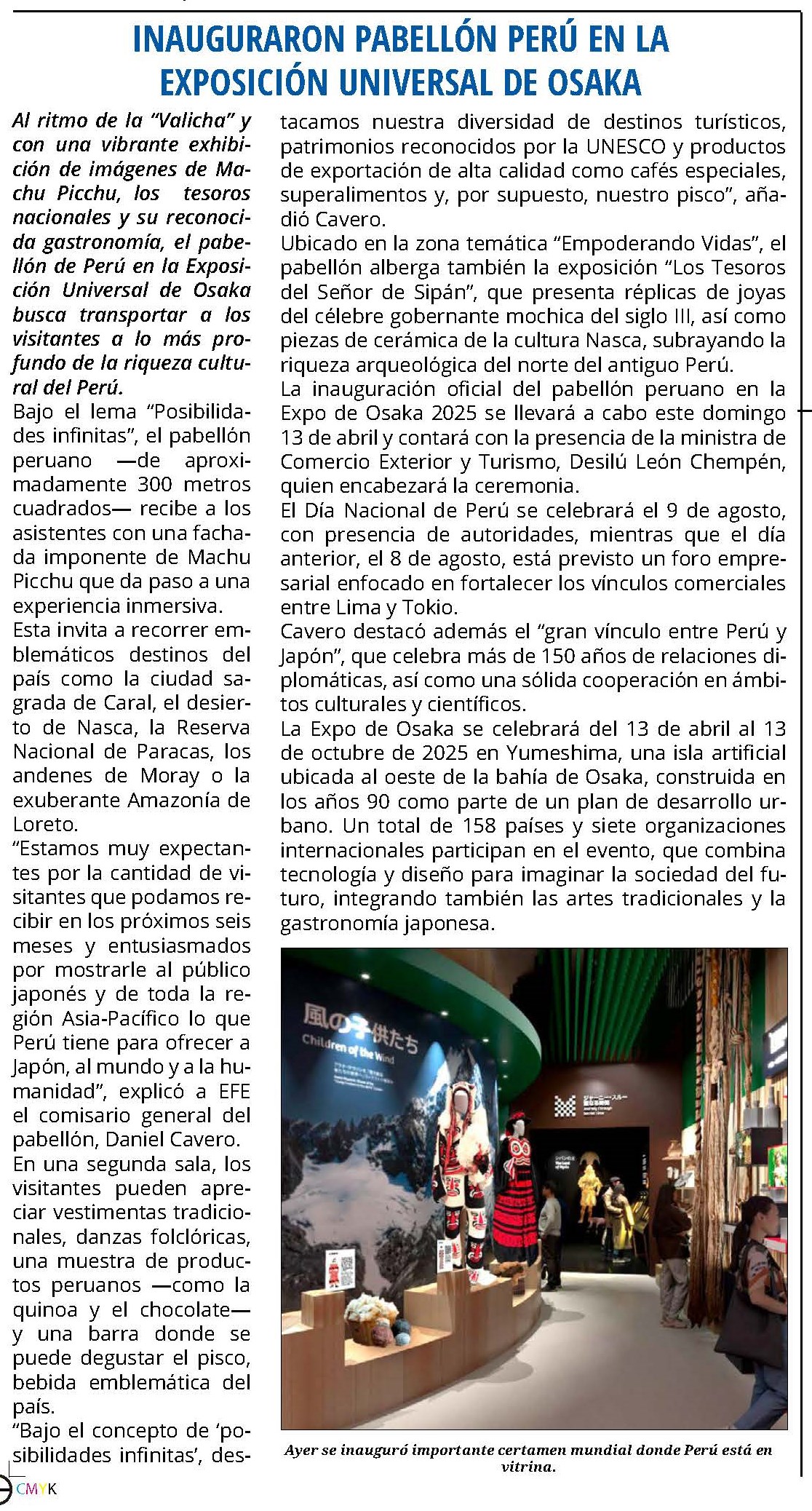 INAUGURARON PABELLÓN PERÚ EN LA EXPOSICIÓN UNIVERSAL DE OSAKA