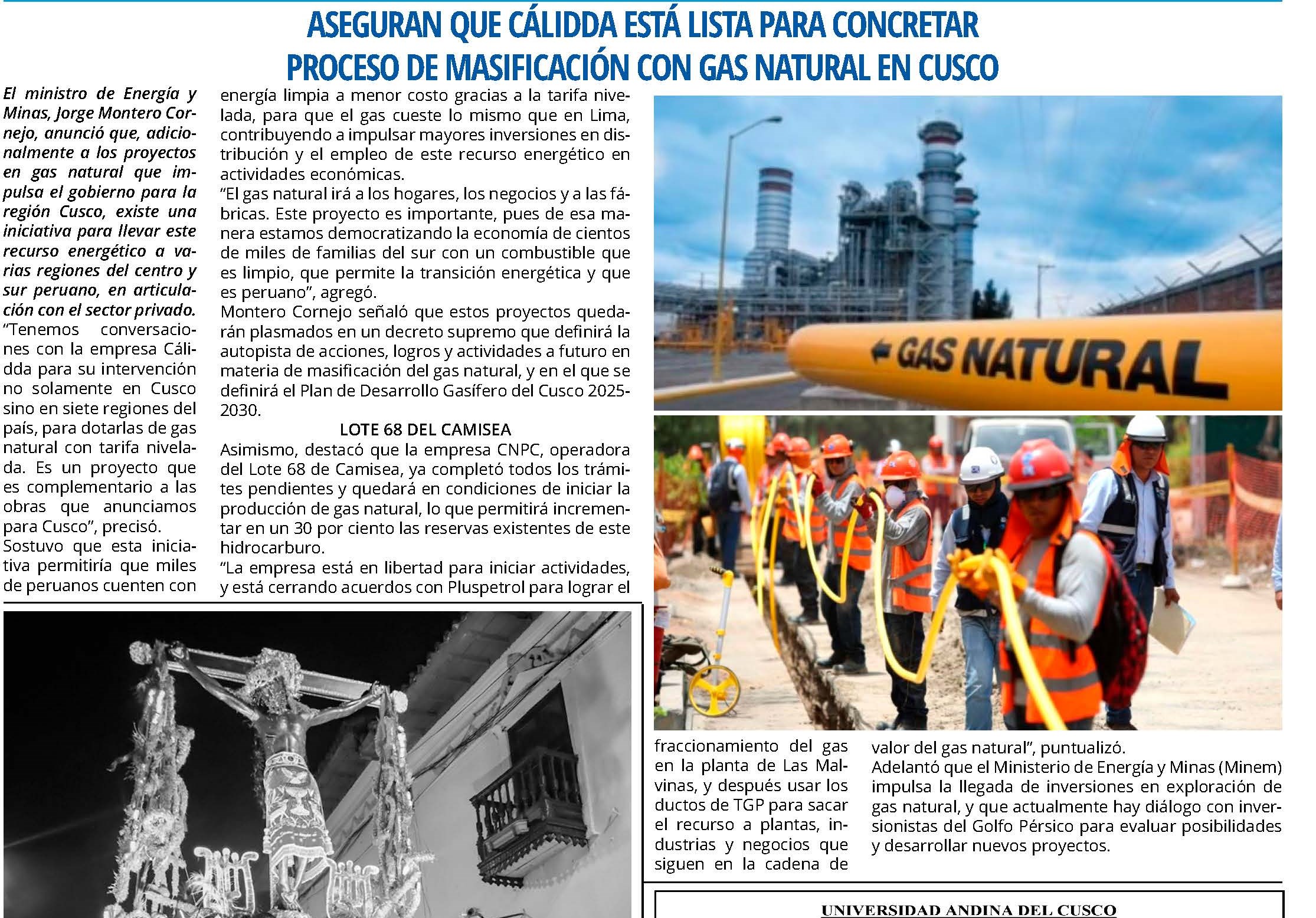 PERÚ BUSCA AUMENTAR LAS RESERVAS DE GAS NATURAL